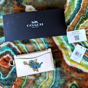 NWT Coach Cosmic Rex White Card Holder| Dinosaur Wallet